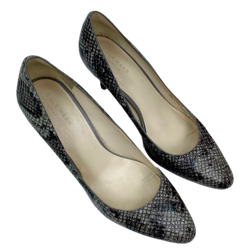 Cole Haan Snakeskin Almond Toe 3.5” Heels Women’s Size 8B Python Print Pumps - Picture 5 of 10